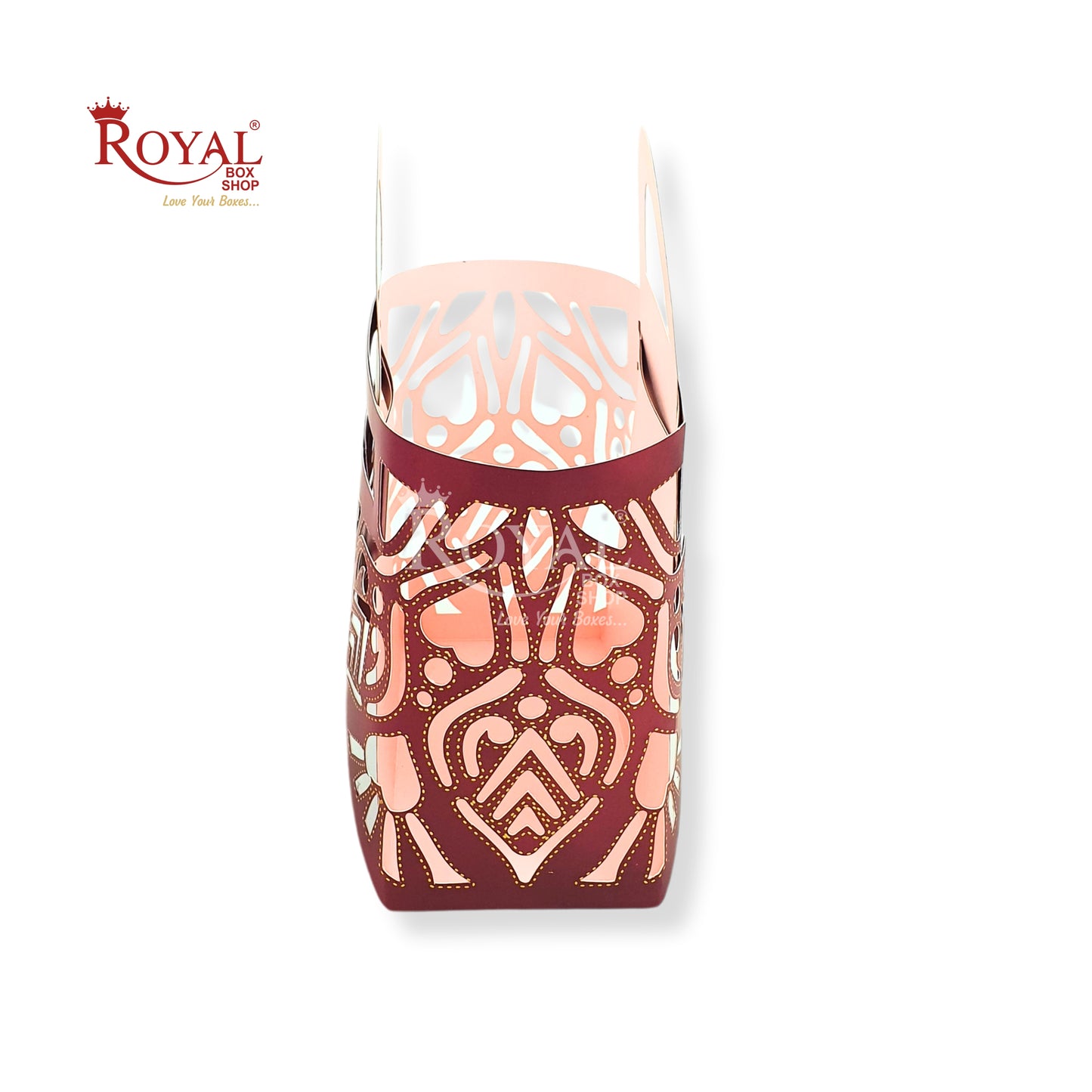 Royal 2 Jar Gift Hamper Bags I Laser Cut Gold Foiling I Red I Christmas Gifting, Wedding, Corporate, Birthday Return Gifting Hamper Bags
