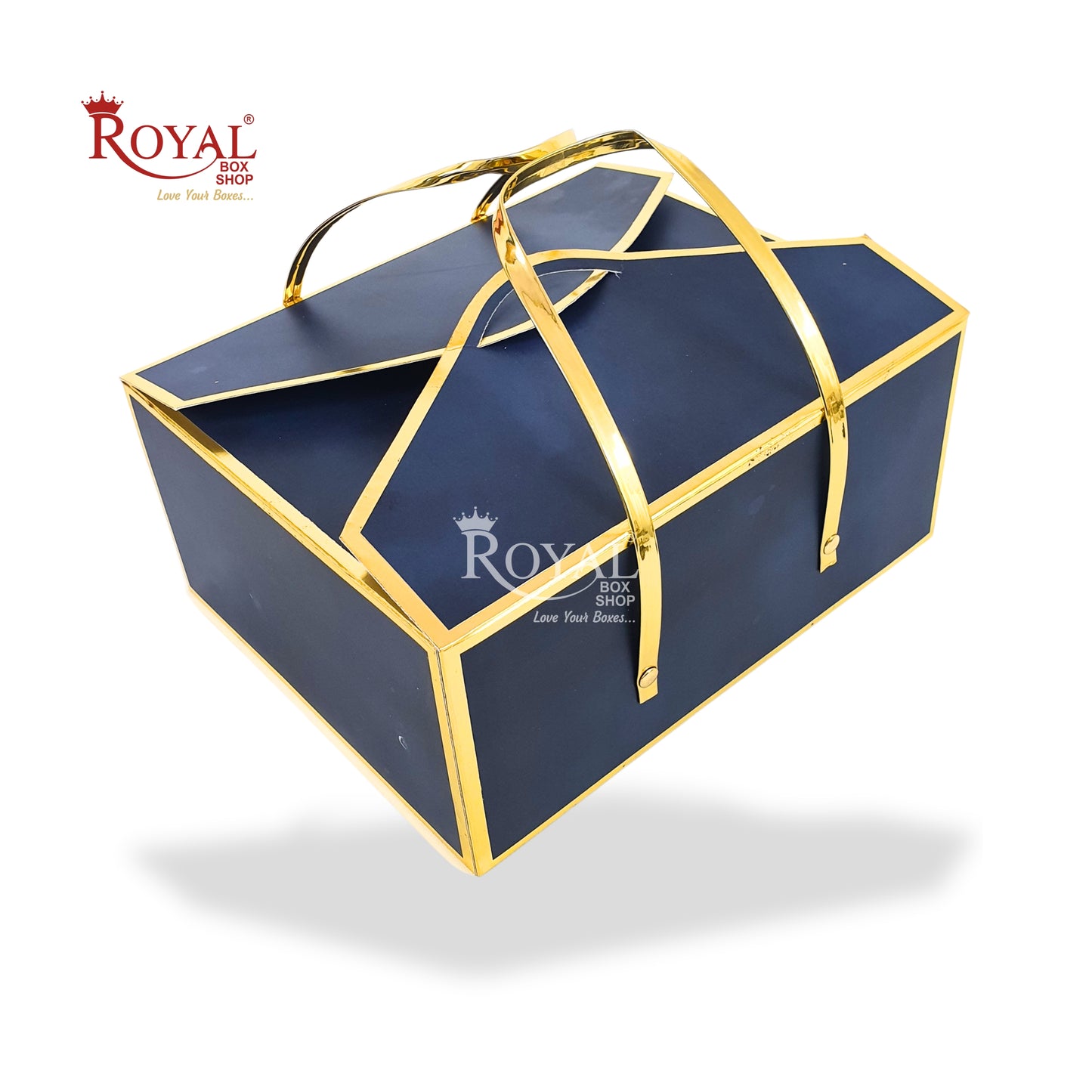 Premium Gift Hamper Bags I Gold Foiling 10x8x4.5 Inch I I Navy Blue I Occasion Gifting Hamper Bags