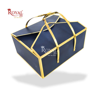 Premium Gift Hamper Bags I Gold Foiling 10x8x4.5 Inch I I Navy Blue I Occasion Gifting Hamper Bags