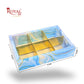 6pc Brownie Hamper Box with Transparent Lid | 9x6x2 inches | Blue Marble Print