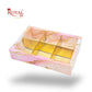 6pc Brownie Hamper Box with Transparent Lid | 9x6x2 inches | Pink Marble Print