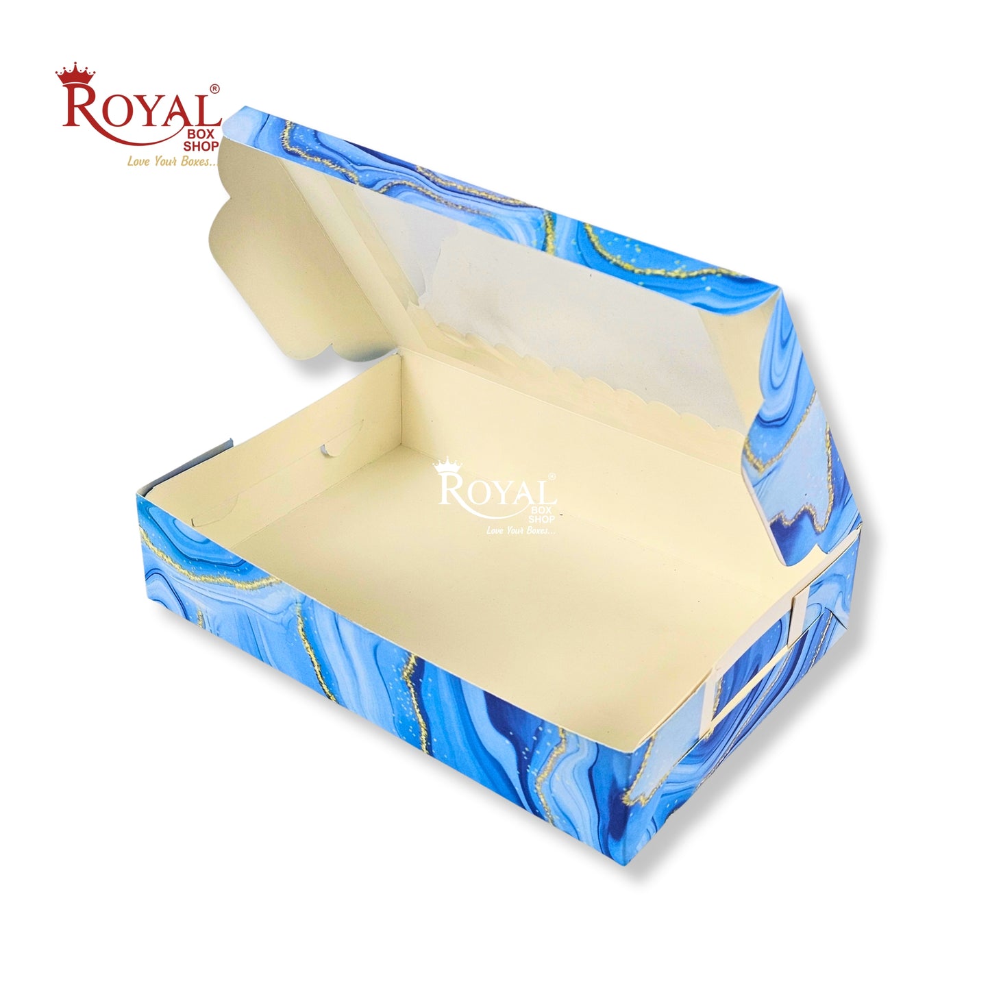 6pc Brownie Window Box I Blue Marble I 9x6x1.75 Inches
