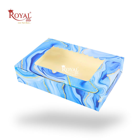 6pc Brownie Window Box I Blue Marble I 9x6x1.75 Inches