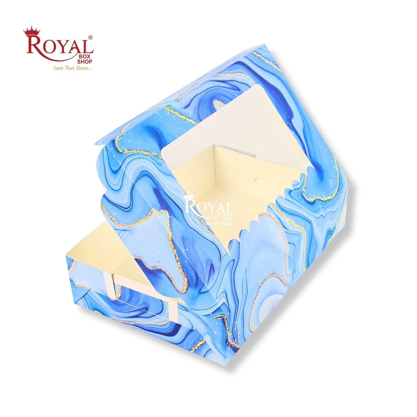 6pc Brownie Window Box I Blue Marble I 9x6x1.75 Inches