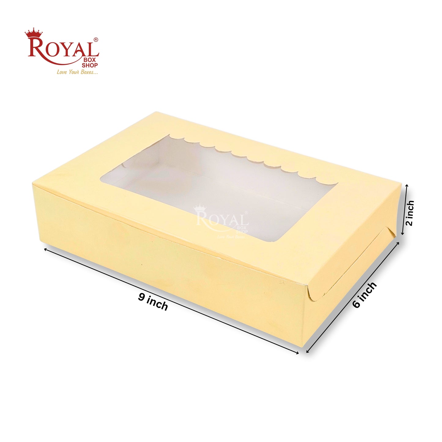 6pc Brownie Window Box I 9x6x1.75 Inches I Cream I B2B