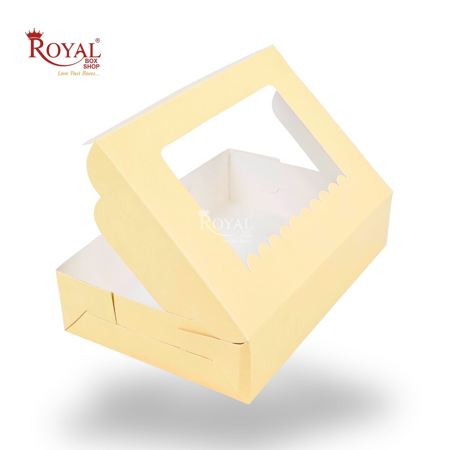 6pc Brownie Window Box I 9x6x1.75 Inches I Cream I B2B