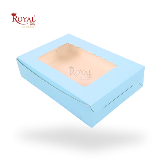 6pc Brownie Window Box I Blue Color I 9x6x1.75" Inches