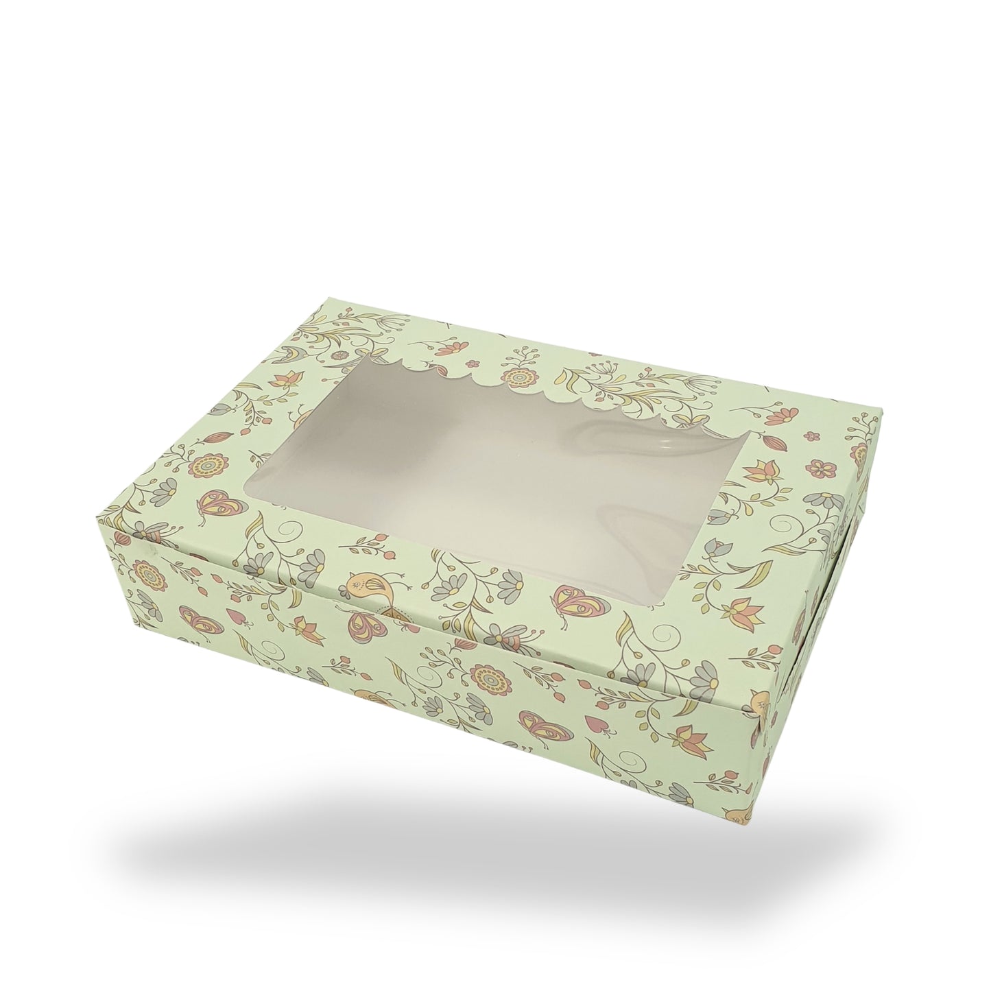 6pc Brownie Window Box I Green Floral I 9x6x2 Inches