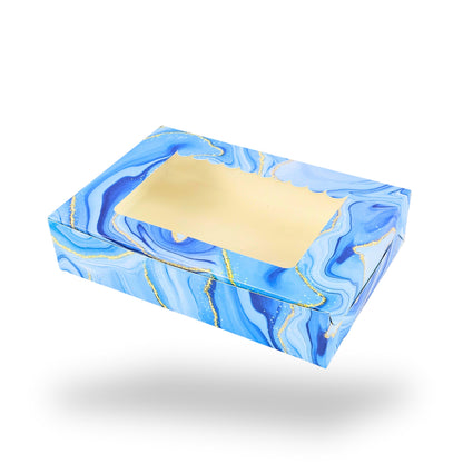 6pc Brownie Window Box I Blue Marble I 9x6x1.75 Inches