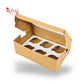 6 Cupcake Box With Window I 10x6.75x3.5 I Brown Kraft I B2B