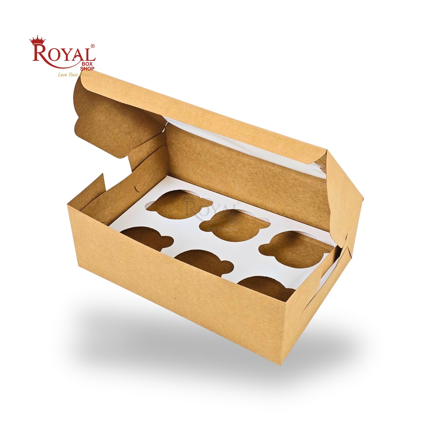 6 Cupcake Box With Window I 10x6.75x3.5 I Brown Kraft
