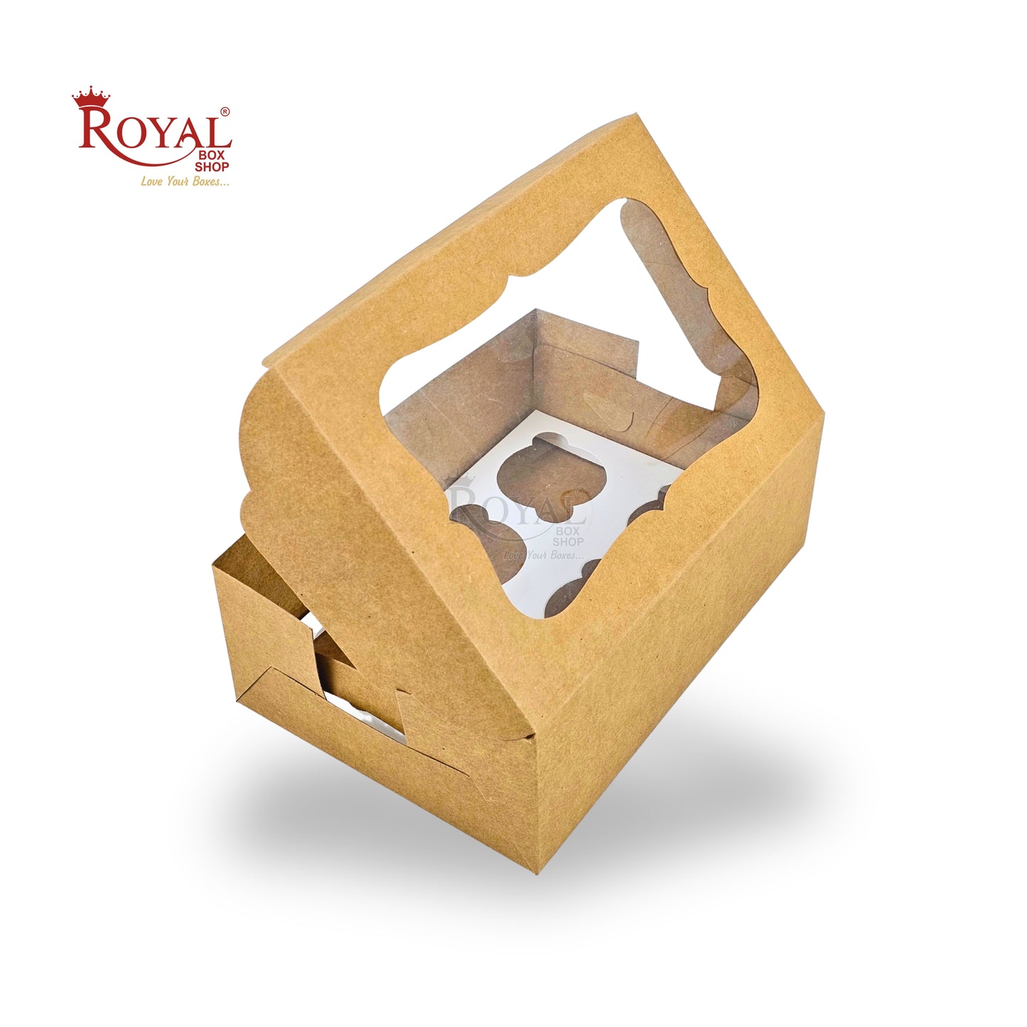 6 Cupcake Box With Window I 10x6.75x3.5 I Brown Kraft