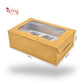6 Cupcake Box With Window I 10x6.75x3.5 I Brown Kraft
