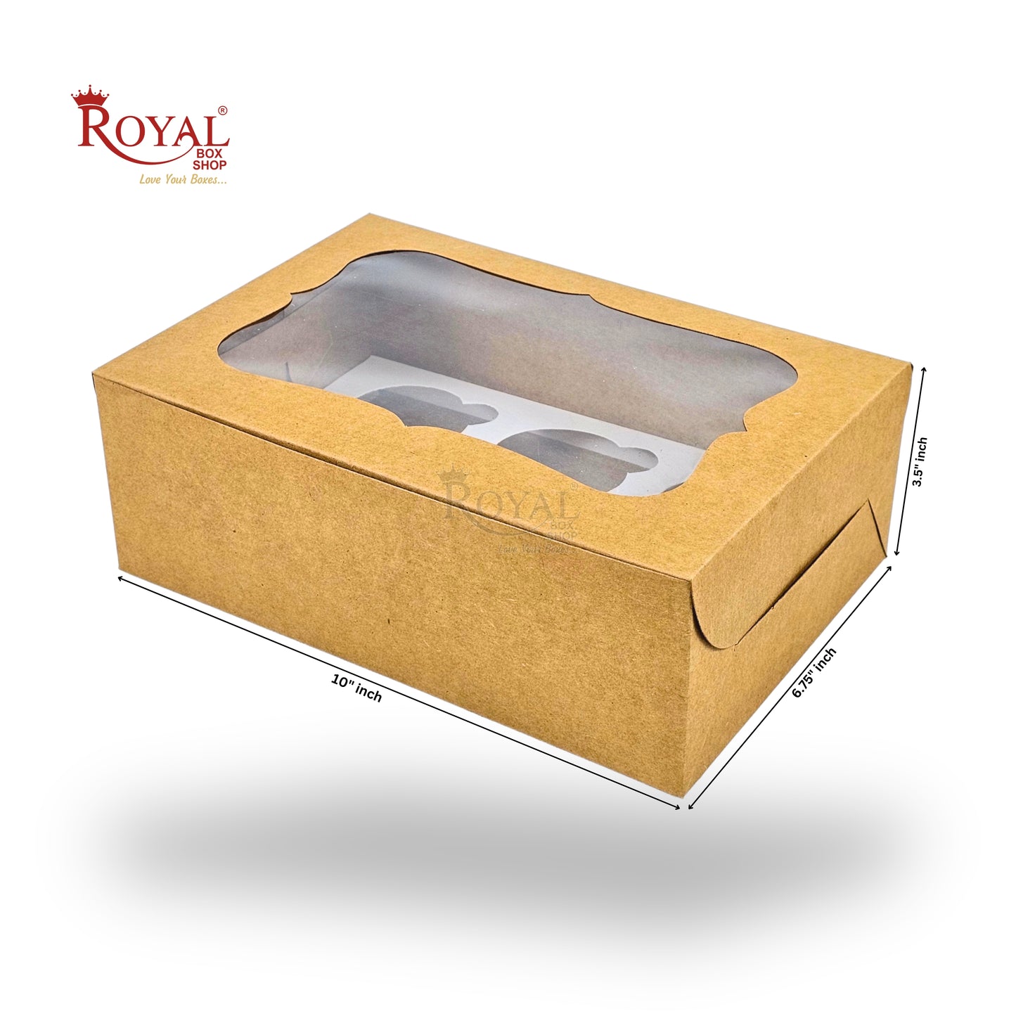 6 Cupcake Box With Window I 10x6.75x3.5 I Brown Kraft