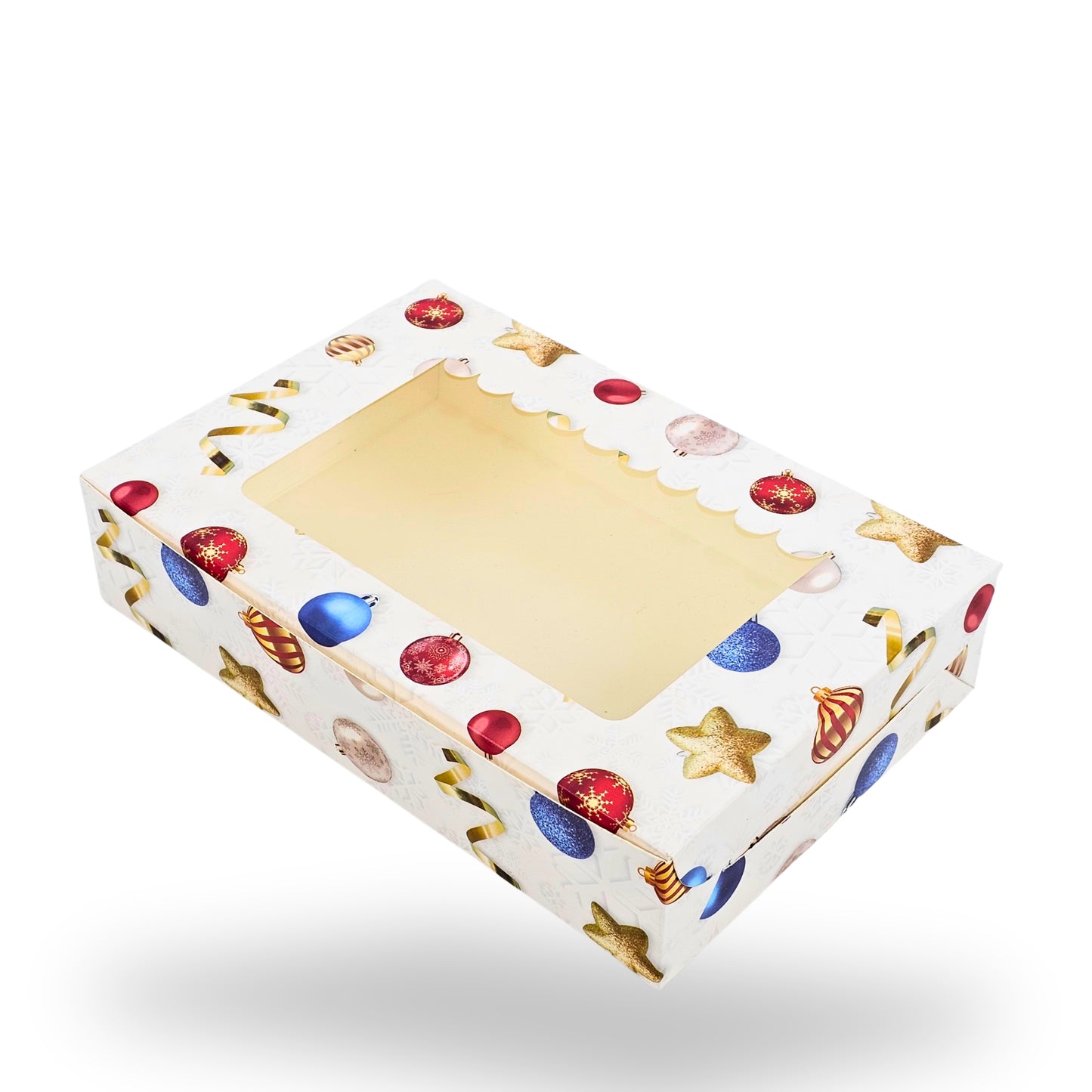 Christmas Theme 6pc Brownie Window Box | 9x6x2 Inches | White | Perfect for Brownies, Cookies, Candy & Chocolates