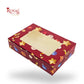 Christmas Theme 6pc Brownie Window Box | 9x6x2 Inches | Red | Perfect for Brownies, Cookies, Candy & Chocolates