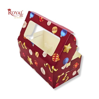 Plum Cake Box | 7.5x4x3 Inch | Red | For Christmas Gifting, Party Favors and More