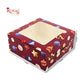 Christmas Theme Dry Cake Box With Window | 7x7x3 inch | Red | Perfect for Dry Cakes, Chocolates, Cookies, Muffins