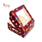 Christmas Theme Dry Cake Box With Window | 7x7x3 inch | Red | Perfect for Dry Cakes, Chocolates, Cookies, Muffins