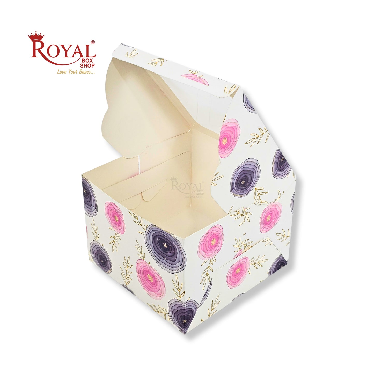 Cake Box With Window | 7x7x5 Inches | White Floral | B2B