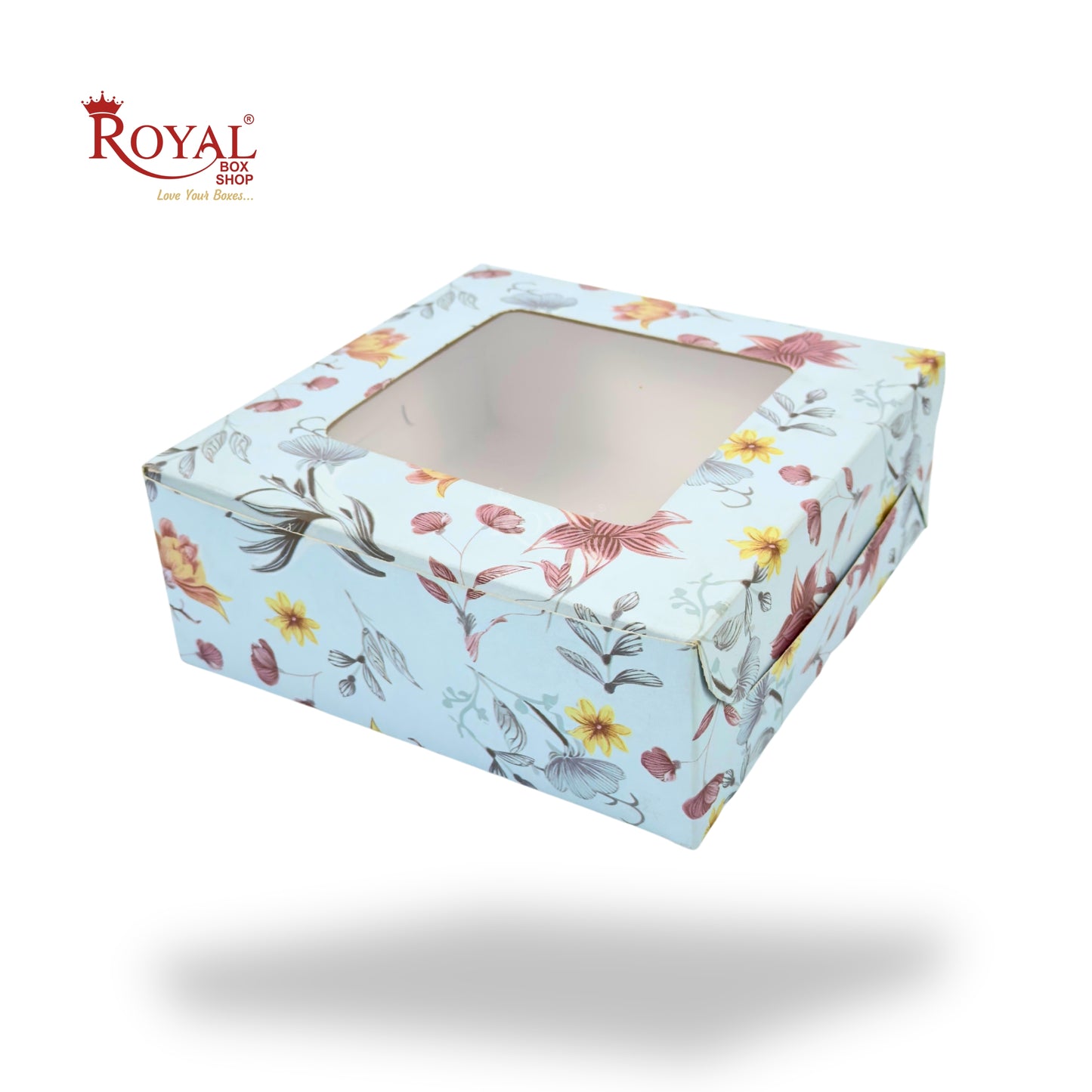 Dry Cake Box With Window I Size 8x8x3 inch I Blue Floral