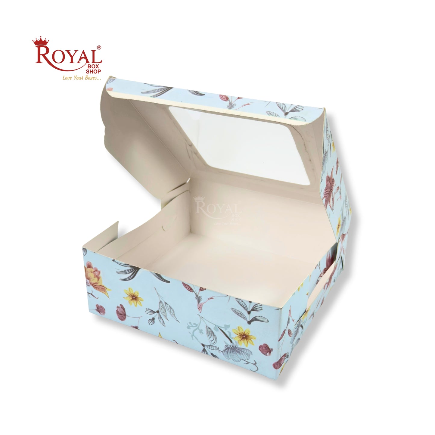 Dry Cake Box With Window I Size 8x8x3 inch I Blue Floral