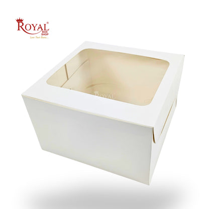 RoyalBoxShop® Cake Box With Window I Size 8x8x5 inch I White 300 GSM I Half Kg Cake Box