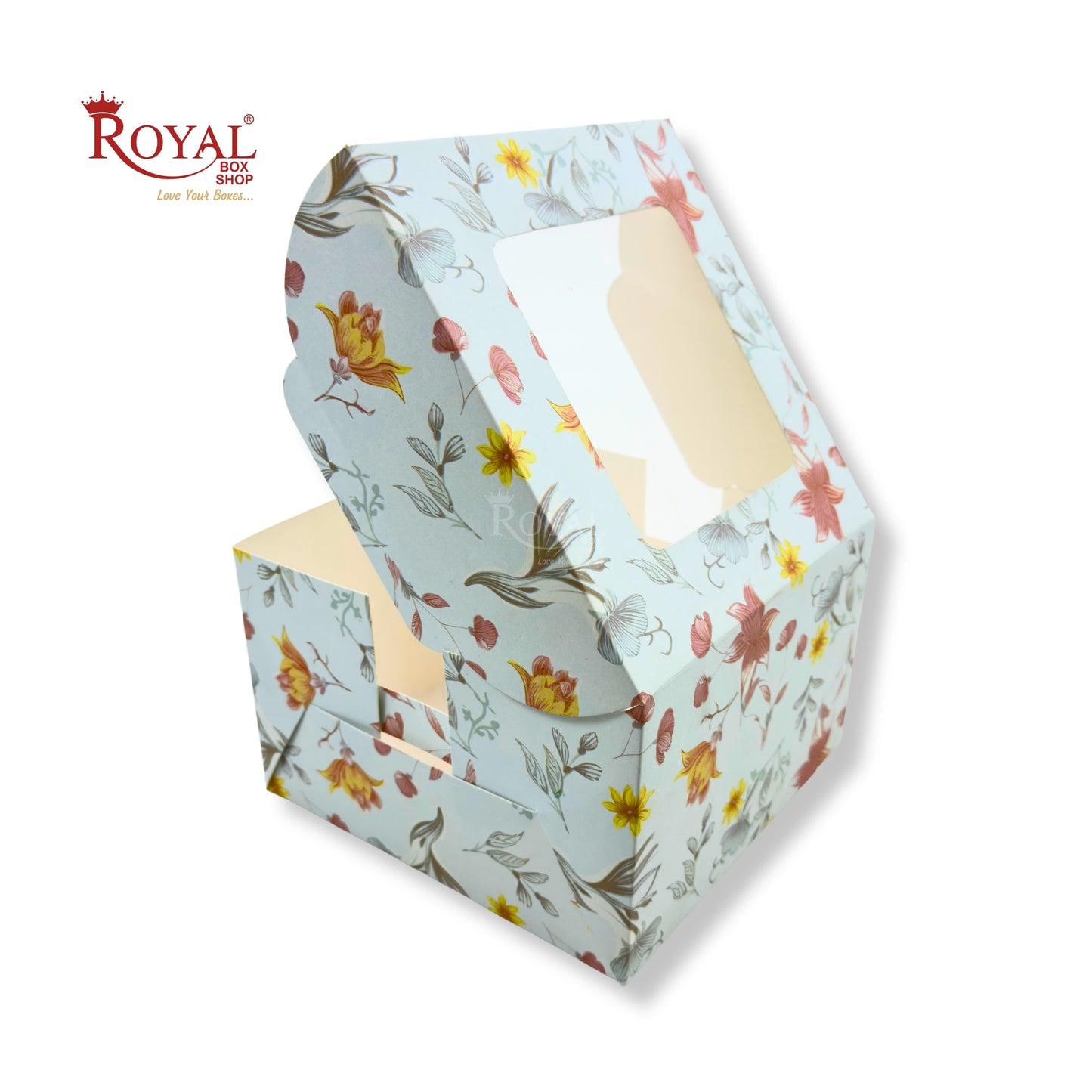 Window Cake Box I 8x8x5" Inches I Blue Floral I FBB Paper