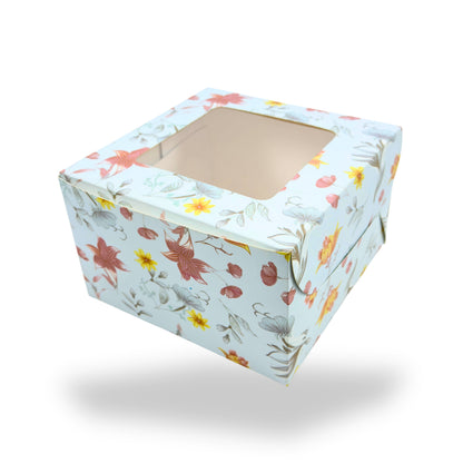 Window Cake Box I 8x8x5" Inches I Blue Floral I FBB Paper