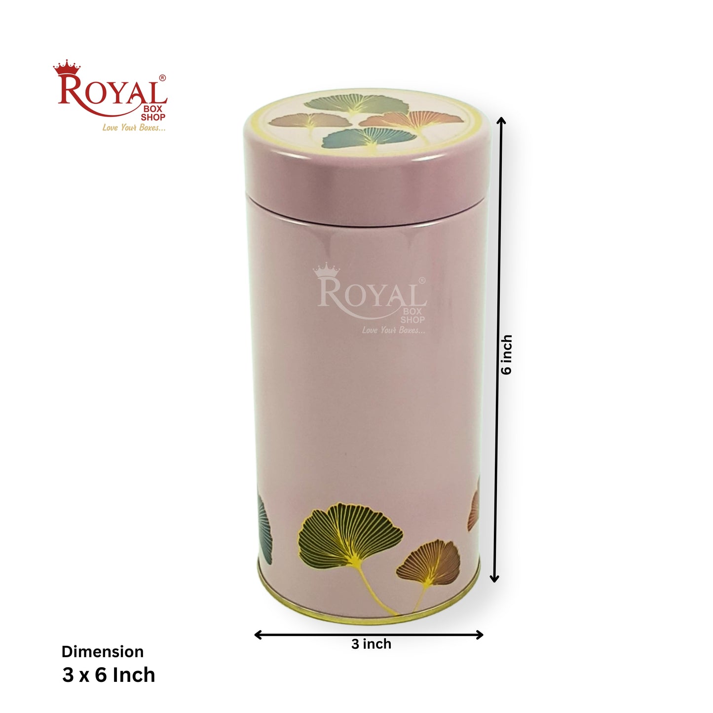 Premium Tin Jars I 6"x3" Inches I Pink With Golden Leafing