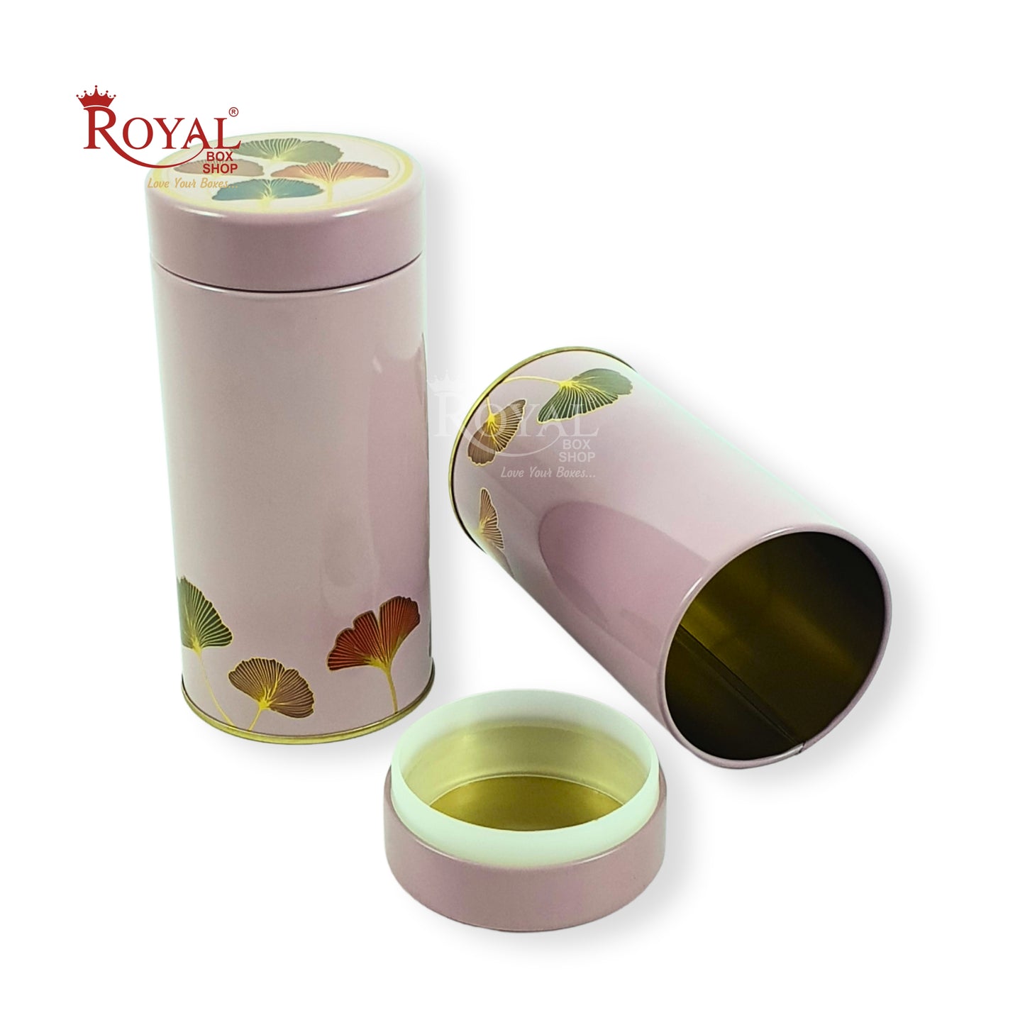 Premium Tin Jars I 6"x3" Inches I Pink With Golden Leafing