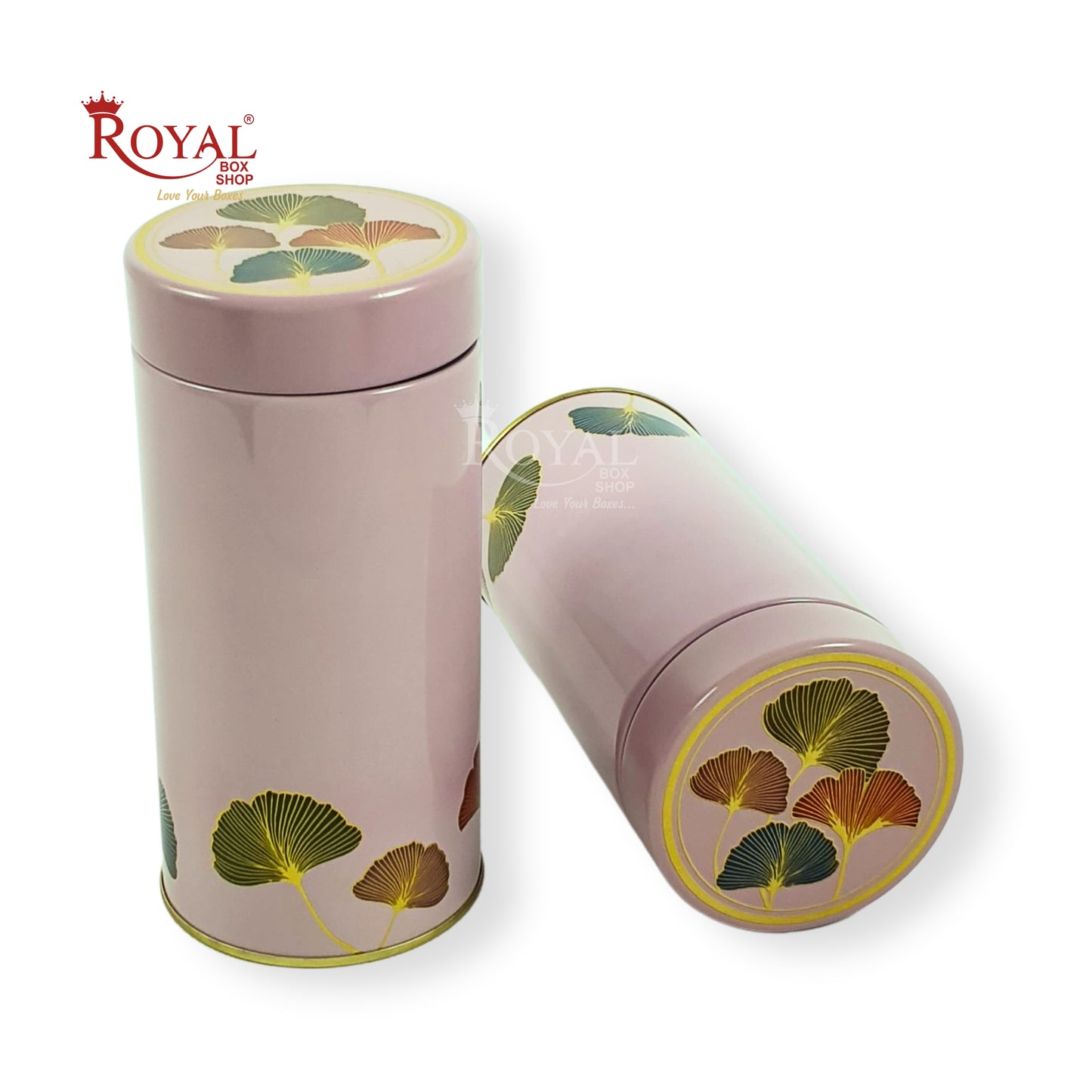 Premium Tin Jars I 6"x3" Inches I Pink With Golden Leafing