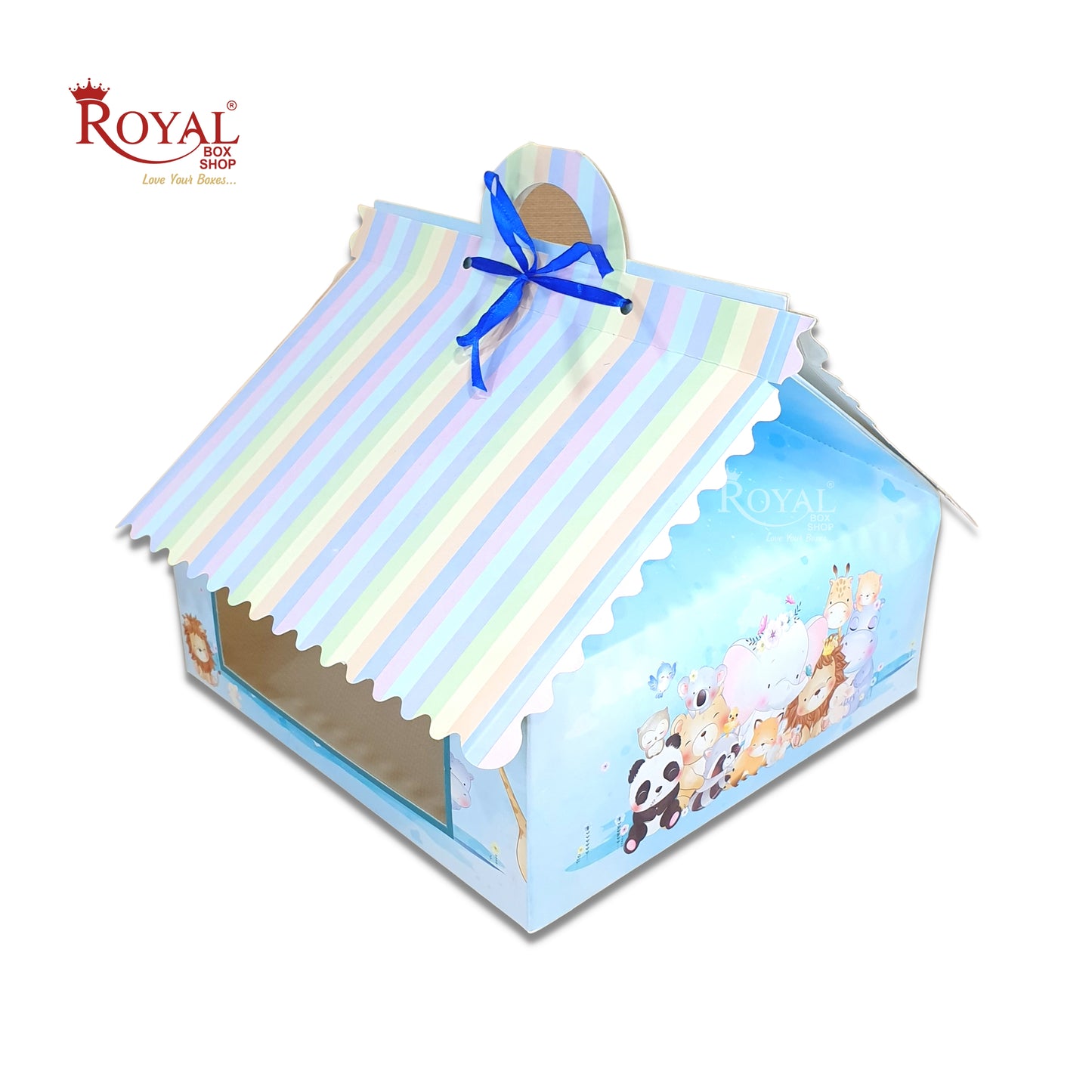 RoyalBoxShop® 9cc Hut Shape Cupcake Boxes I 10"x10"x4" inch I Zoo Theme