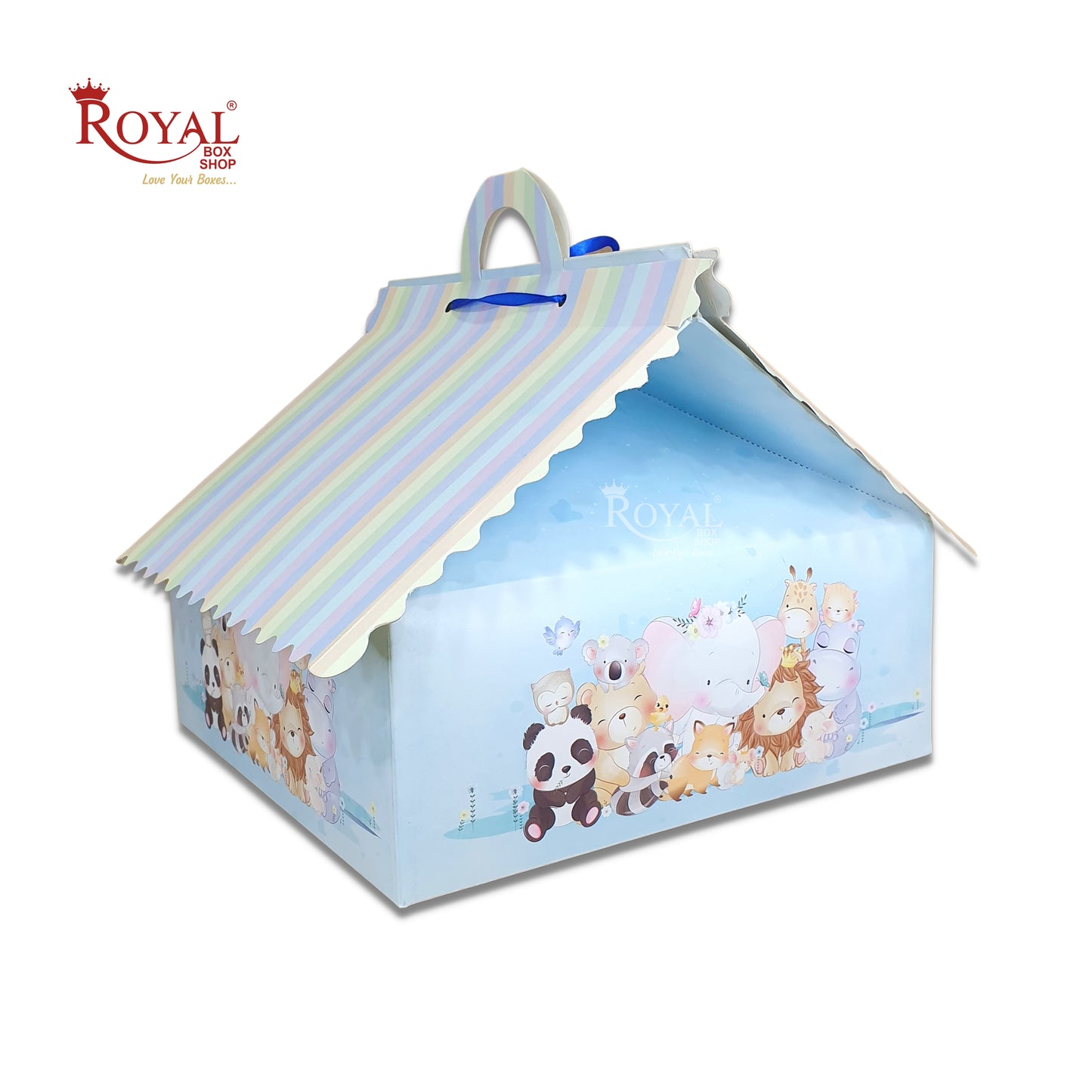 RoyalBoxShop® 9cc Hut Shape Cupcake Boxes I 10"x10"x4" inch I Zoo Theme