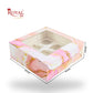 9pc Cupcake Boxes with Window | 10x10x3.5 Inch | Pink Marble Print | FBB