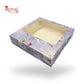 9pc Brownie Window Box I Grey Floral Print I 9"x9"x2" inches