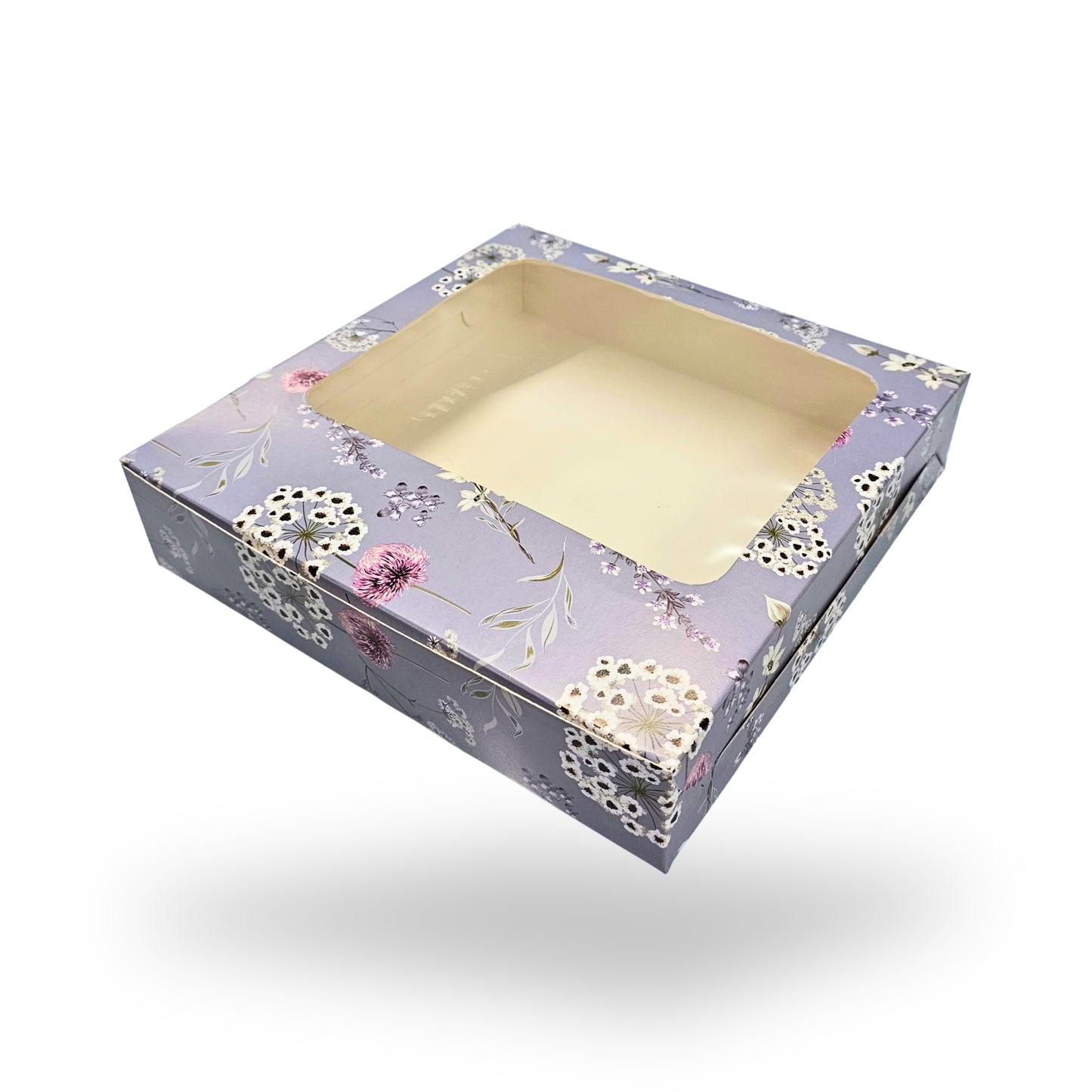 9pc Brownie Window Box I Grey Floral Print I 9"x9"x2" inches