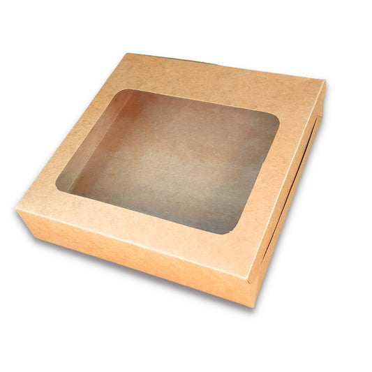 9pc Brownie Box With Window I Brown Kraft Paper I 9"x9"x2" inches