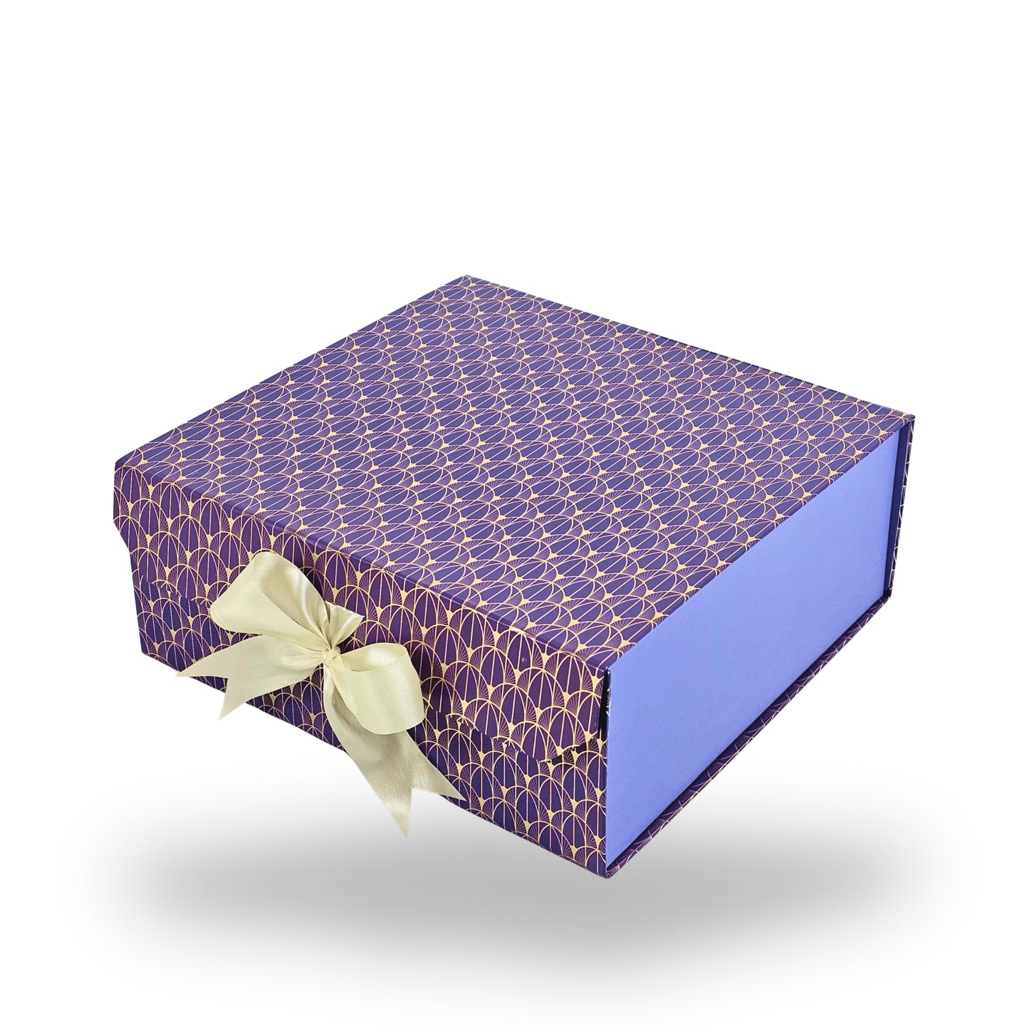 Royal Box Shop® Premium Rigid Gift Box I 9x9x3.5 Inch I Purple I Collapsible with Ribbon