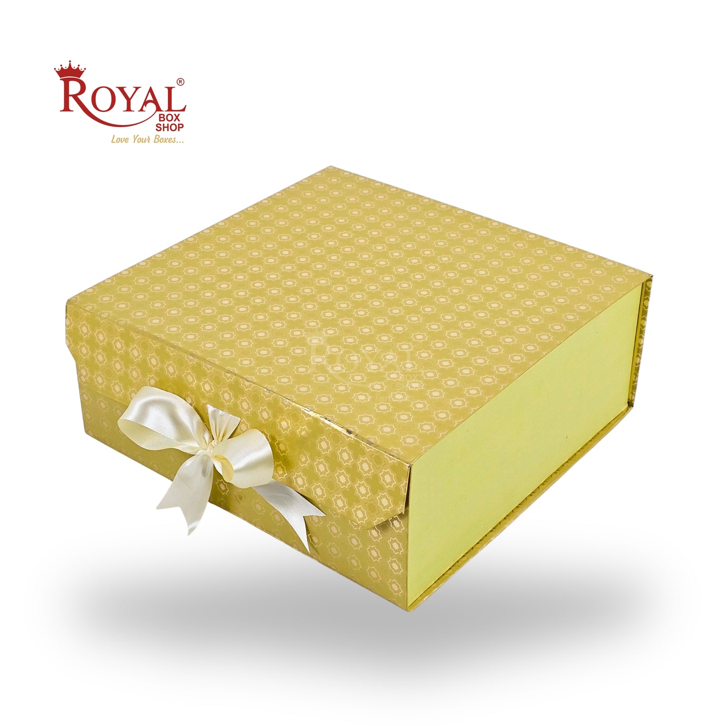 Royal Box Shop® Premium Rigid Gift Box I 9x9x3.5 Inch I Collapsible with Ribbon