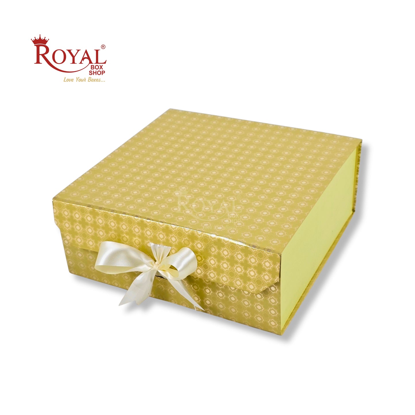 Royal Box Shop® Premium Rigid Gift Box I 9x9x3.5 Inch I Collapsible with Ribbon