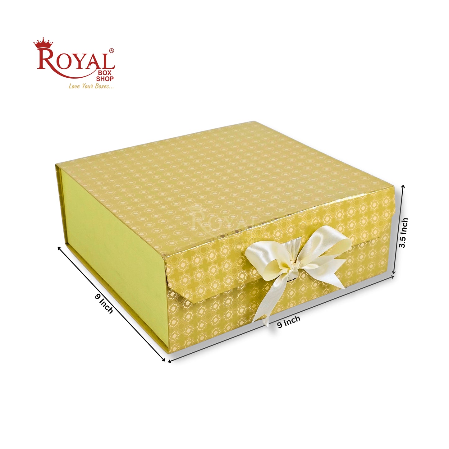 Royal Box Shop® Premium Rigid Gift Box I 9x9x3.5 Inch I Collapsible with Ribbon