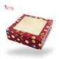 Christmas Theme Dry Cake Box With Window | 9x9x3 inch | Red | For Cakes, Dry Cakes, Chocolates, Cookies, Muffins