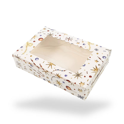 6pc Brownie Christmas Window Box I 9x6x2 Inches I White I Perfect for Brownies, Cookies, Candy & Chocolates