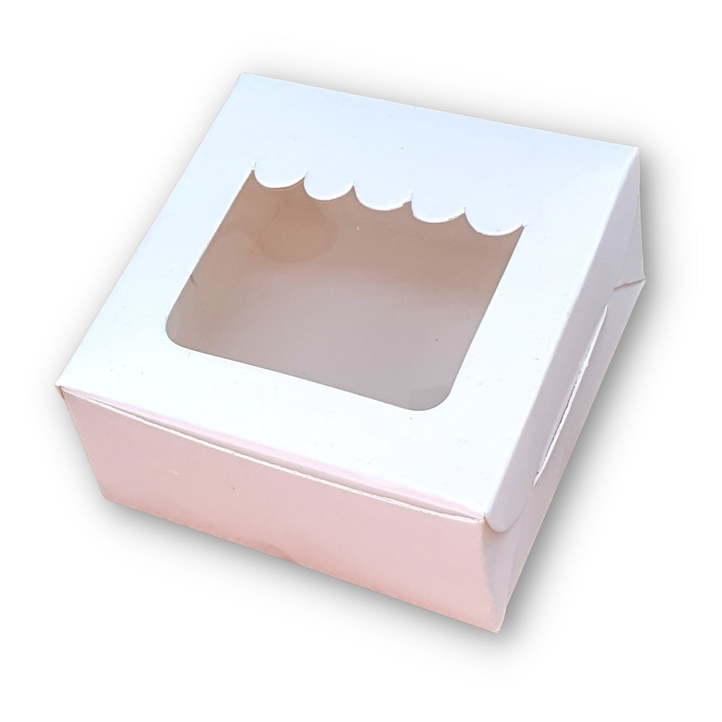 Single Piece Brownie Window Box | White | 3"x3"x1.5" inches | B2B