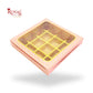 16 Cavity Chocolate Boxes  | 7.5 x 7.5 x 1.25 Inch | Pink With Golden Foiling | B2B