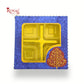 Premium 4 Cavity Gift Box for Chocolates I Festive Blue with Golden Tray & Window