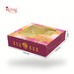 Royal Box Shop® 4 Cavity Chocolate Box with Window I Magenta Tree Print I 3.75x3.75x1 inch