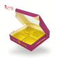 Royal Box Shop® 4 Cavity Chocolate Box with Window I Magenta Tree Print I 3.75x3.75x1 inch