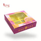 Royal Box Shop® 4 Cavity Chocolate Box with Window I Magenta Tree Print I 3.75x3.75x1 inch